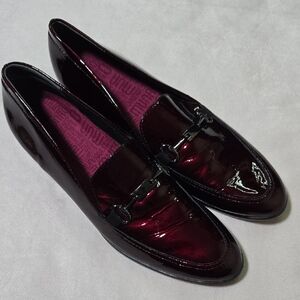 Munro Shiny Burgundy Loafers with Metal Detail